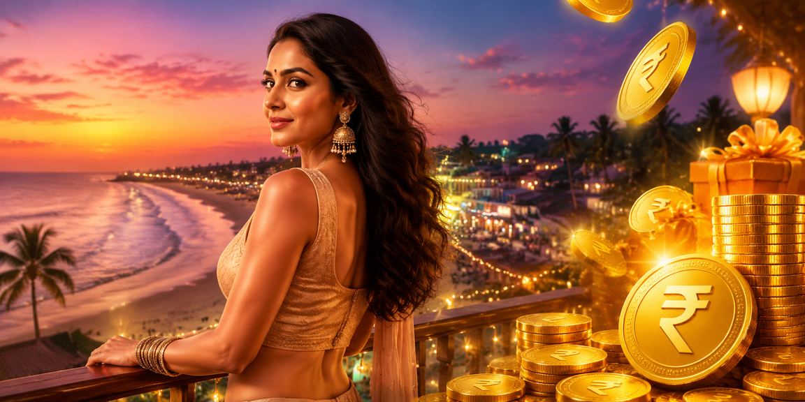 Goa beach casino atmosphere with Indian rupee