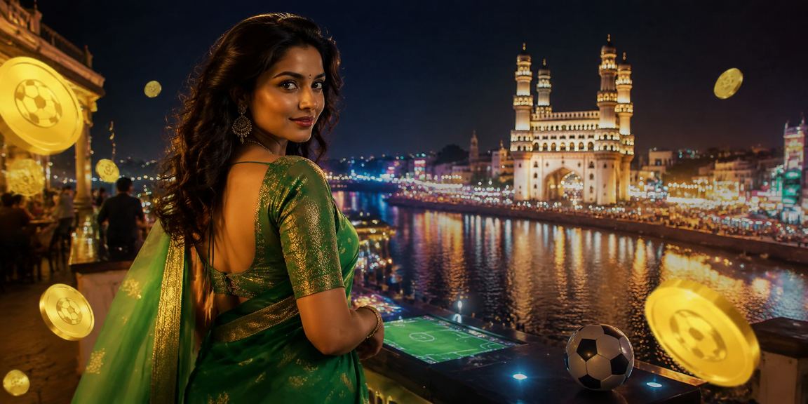 Hyderabad Charminar with festive football betting scene