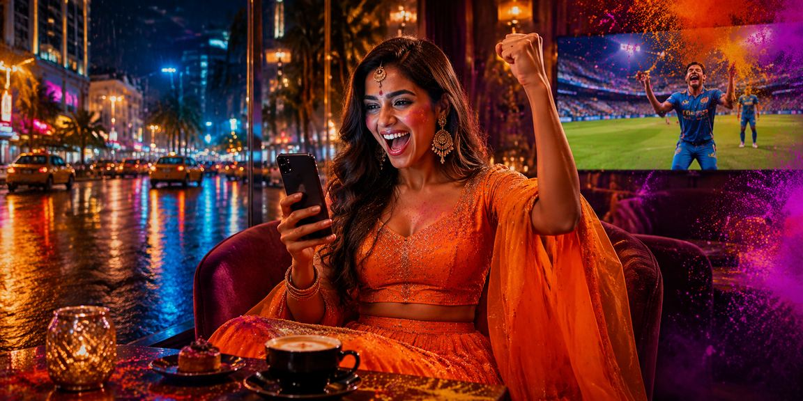 Mumbai city glowing during Holi festival bathed in warm lights